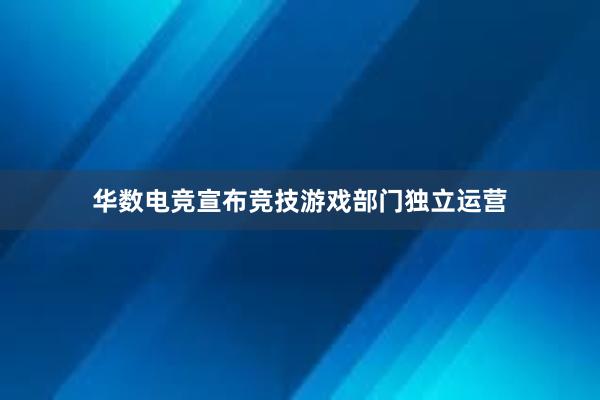 华数电竞宣布竞技游戏部门独立运营