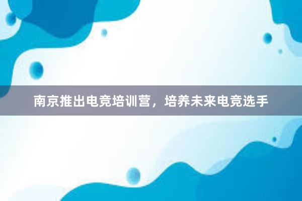 南京推出电竞培训营，培养未来电竞选手